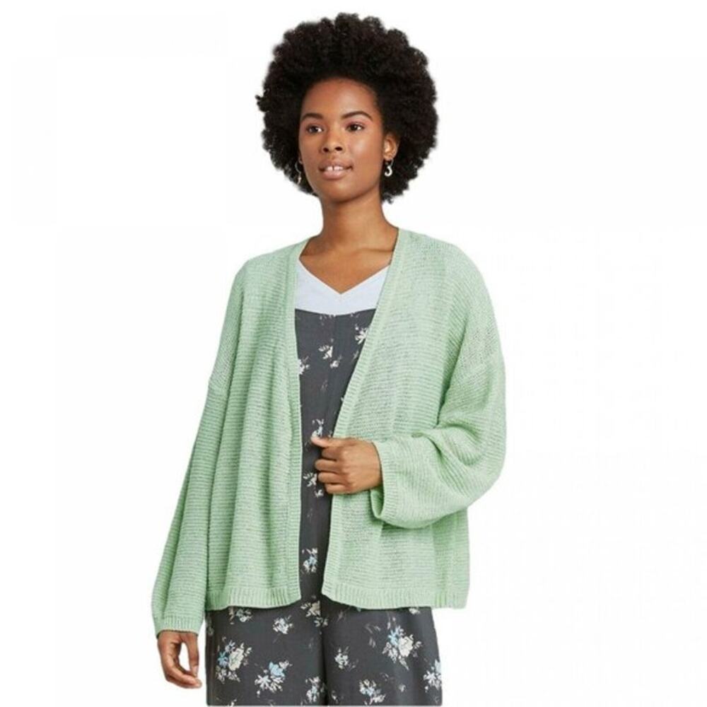 Wild‎ Fable Slouchy Cardigan Sweater Size S Mint Green Knit Open Front Oversized